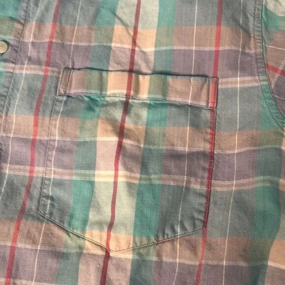 LEVIS authentic madras pastel plaid button up shirt short sleeve casual‎ eastern